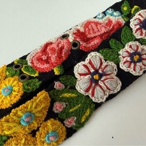Jenny Krauss Floral Wool Belt Hand Embroidery Wildflowers Boho Artisan Festival